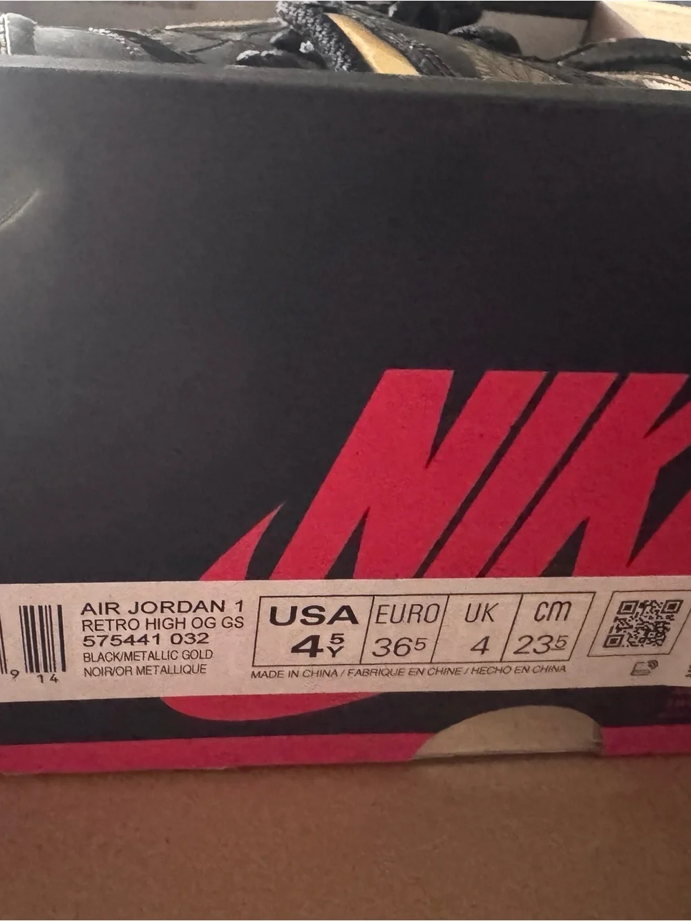 Jordan 1 Retro high Black Metallic Gold GS